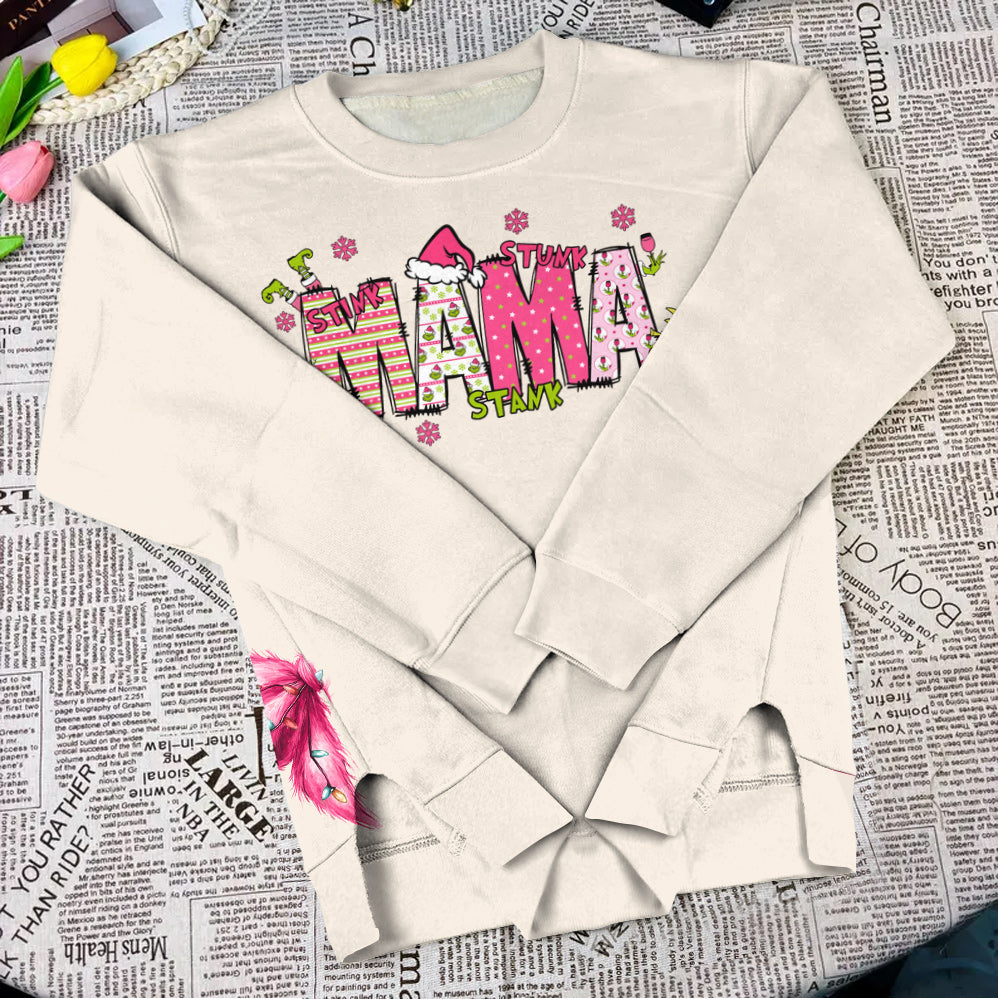 Mama Grinch - Personalized Stole Christmas Split Hem Sweatshirt