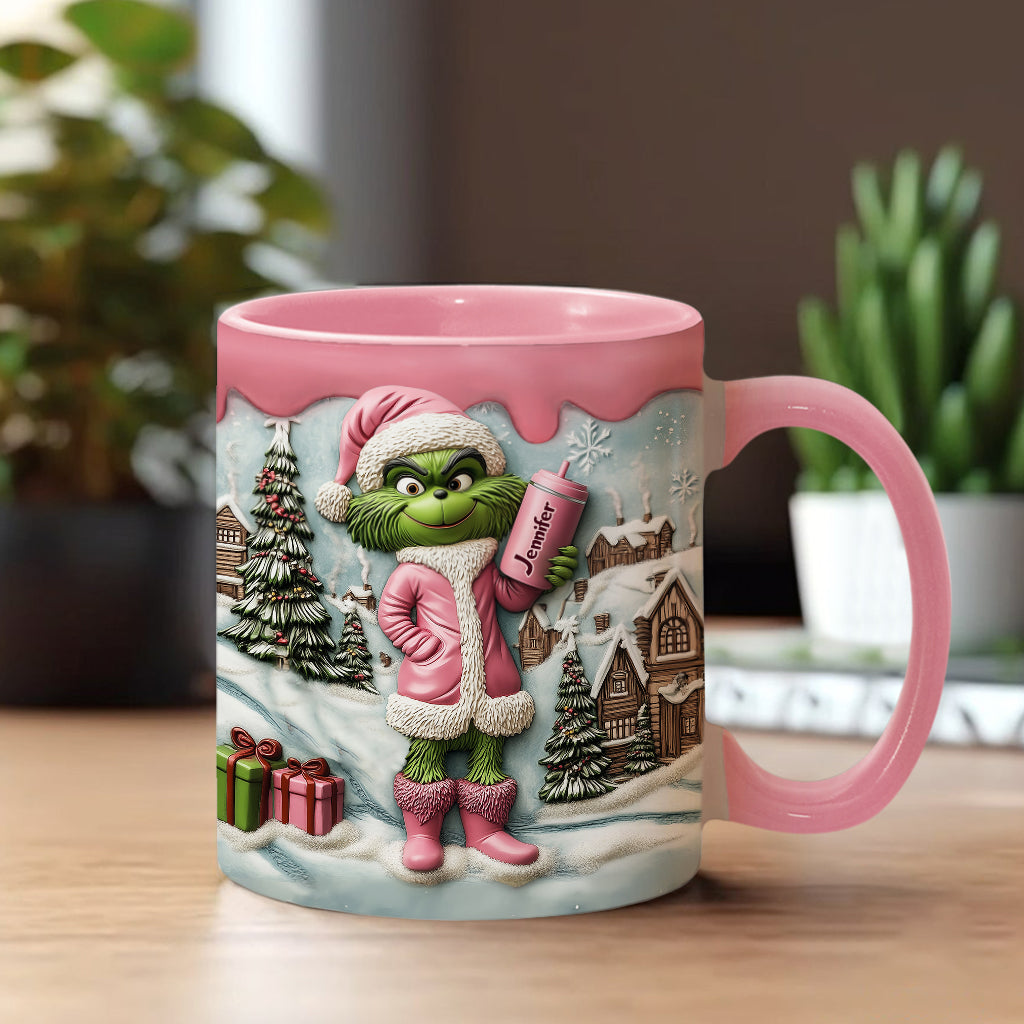 Grinchy Green Lady - Personalized Stole Christmas Accent Mug