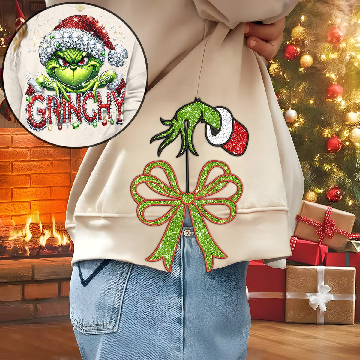 Merry Grinchmas - Personalized Stole Christmas Split Hem Sweatshirt