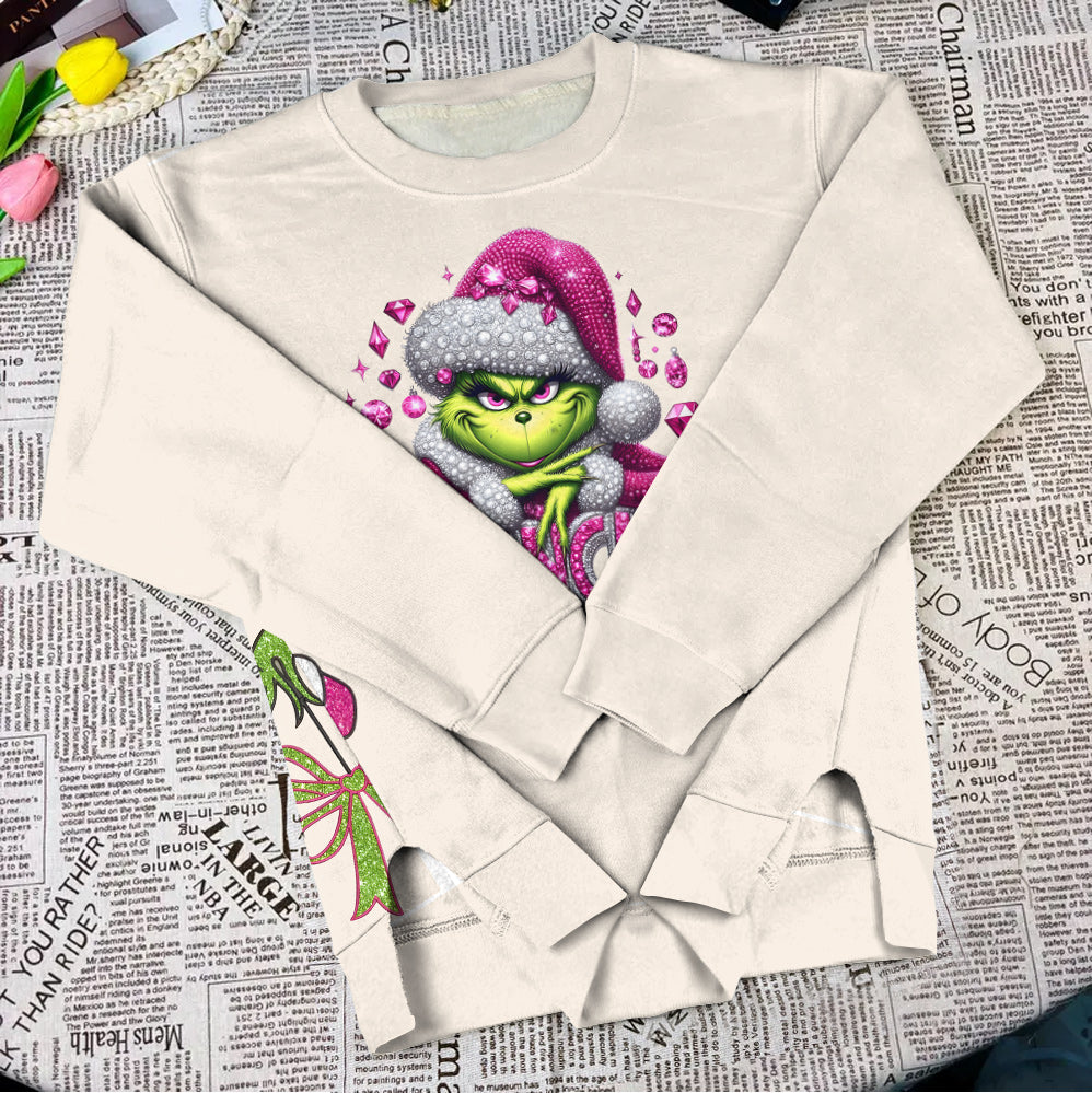 Merry Grinchmas - Personalized Stole Christmas Split Hem Sweatshirt