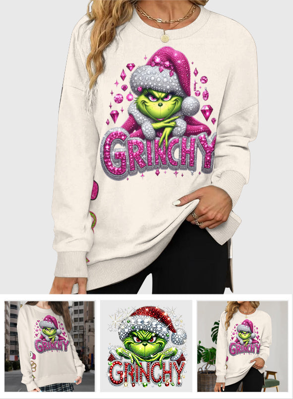 Merry Grinchmas - Personalized Stole Christmas Split Hem Sweatshirt