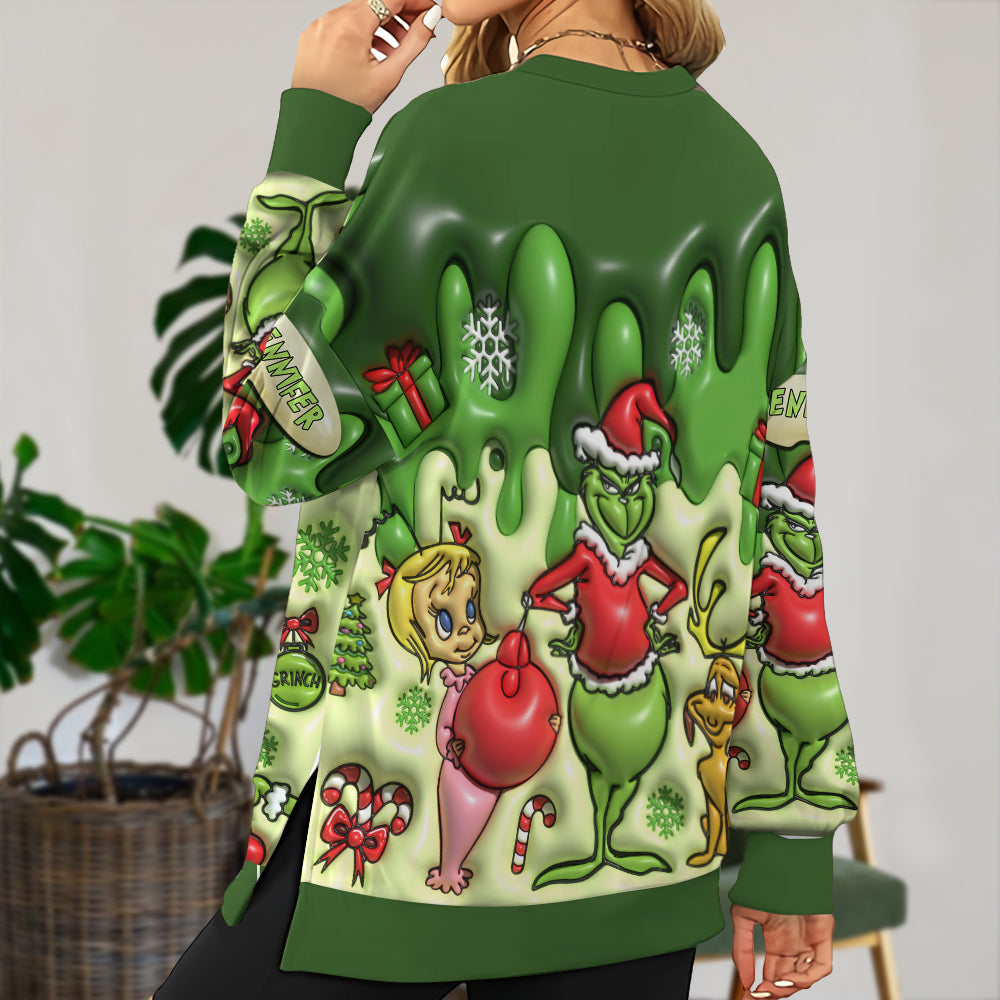 Merry Christmas - Personalized Stole Christmas Split Hem Sweatshirt