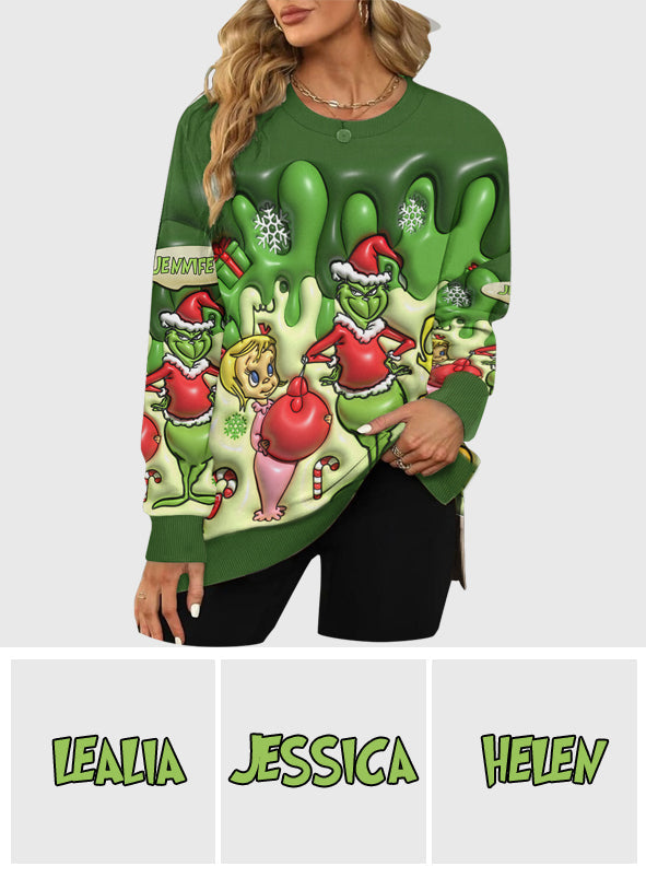 Merry Christmas - Personalized Stole Christmas Split Hem Sweatshirt