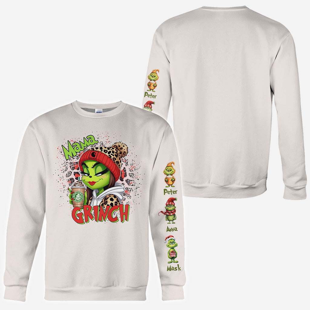 Mama Daddy Green Mischief - Personalized Stole Christmas All Over Shirt