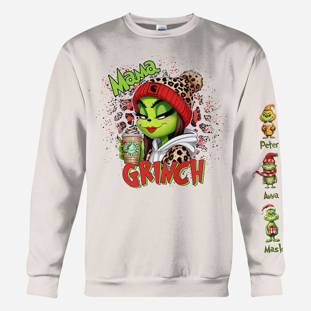 Mama Daddy Green Mischief - Personalized Stole Christmas All Over Shirt