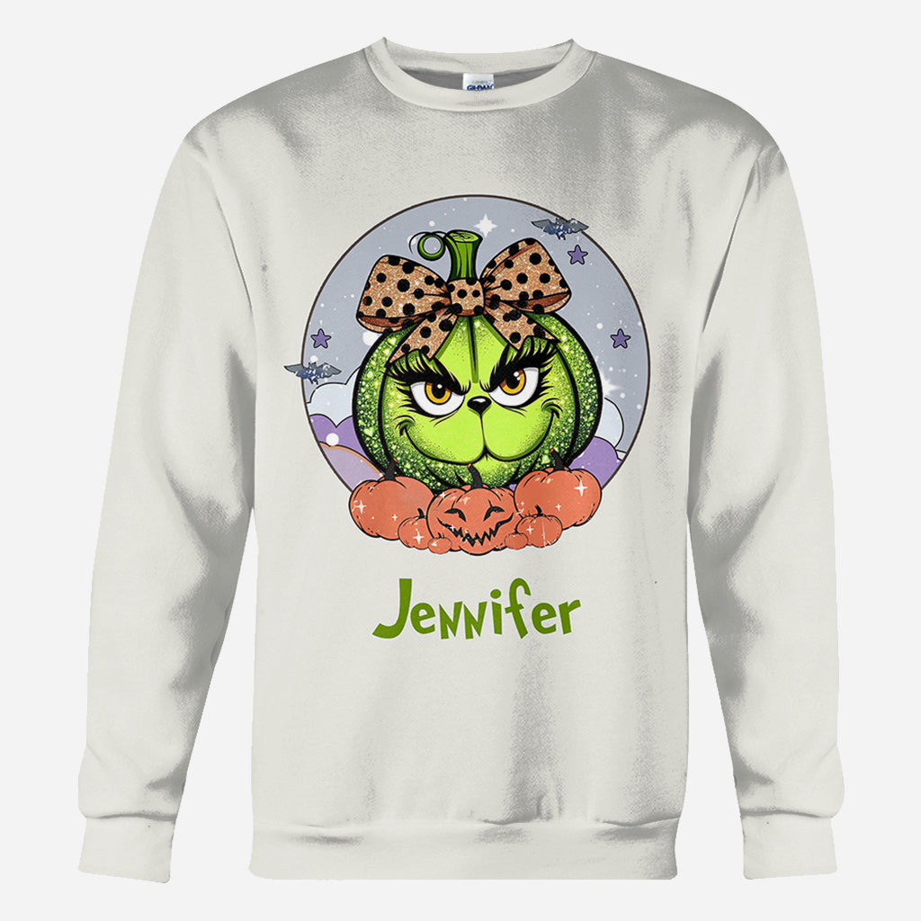 Green Pumpkin Mama Any Title - Personalized Stole Christmas All Over Shirt