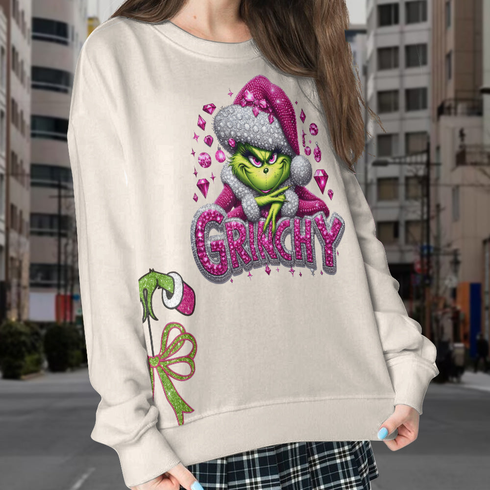Merry Grinchmas - Personalized Stole Christmas Split Hem Sweatshirt