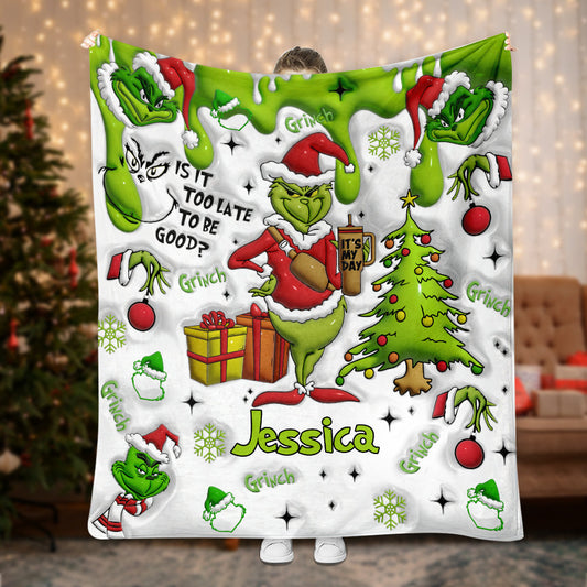Merry Grinchmas - Personalized Stole Christmas Blanket